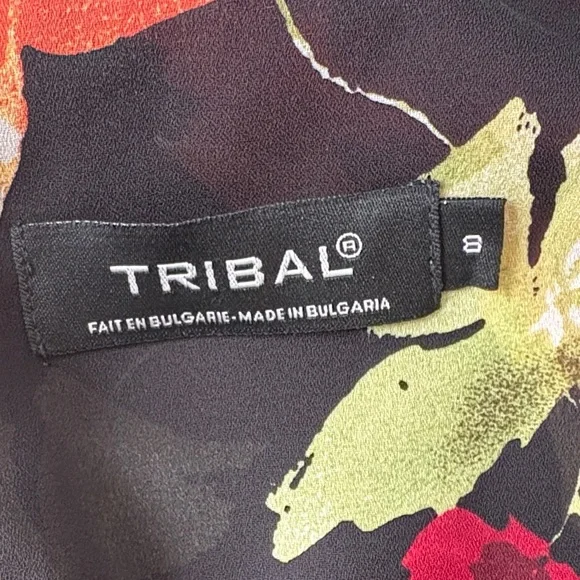 Tribal Vibrant Floral Maxi Dress - Black with Red and Orange - Picture 11 of 15